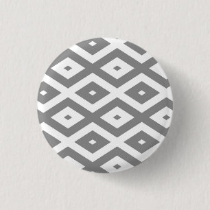 Grey and white diamond pattern 1 inch round button
