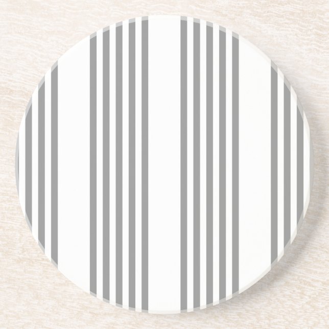 Grey and white five stripes pattern coaster (Front)