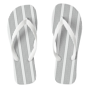Grey and white five stripes pattern flip flops