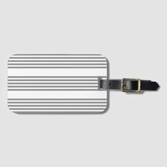Grey and white five stripes pattern luggage tag (Front Horizontal)