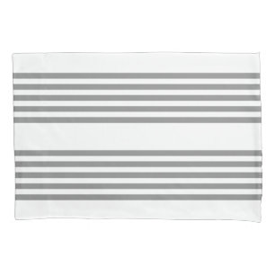 Grey and white five stripes pattern pillowcase