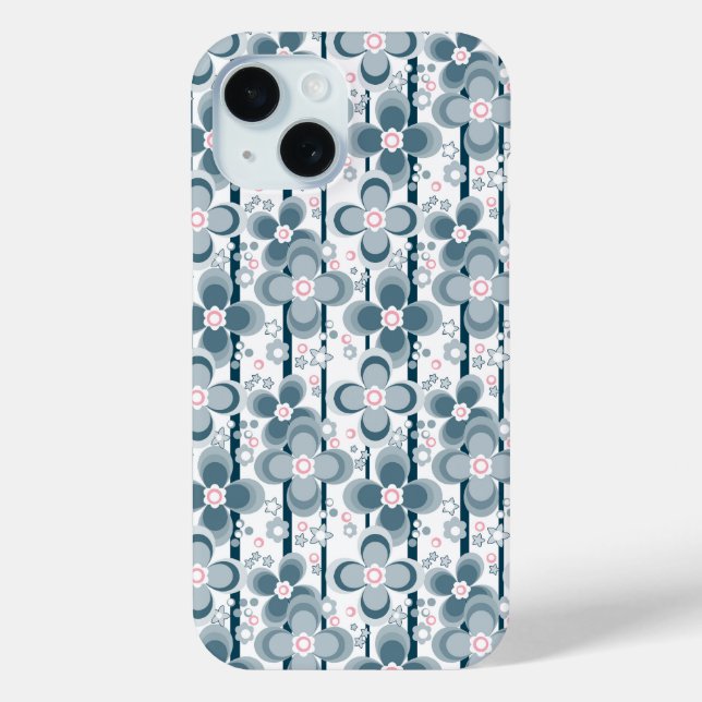 Grey and white floral pattern  grey Case-Mate iPhone case (Back)
