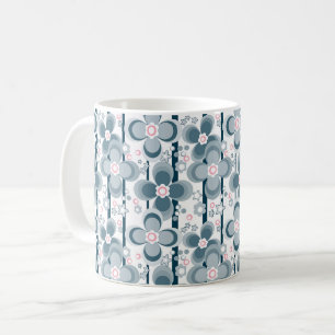 Grey and white floral pattern  grey coffee mug