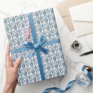 Grey and white floral pattern grey wrapping paper