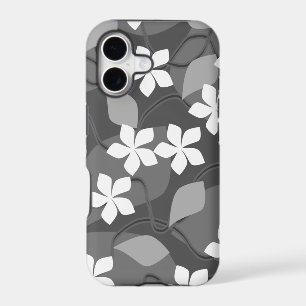 Grey and White Flowers. Floral Pattern.