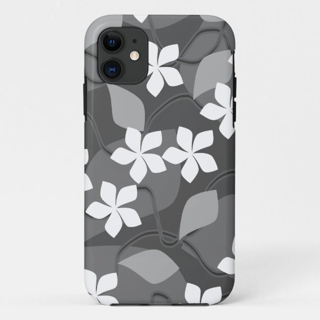 Grey and White Flowers. Floral Pattern. Case-Mate iPhone Case (Back)