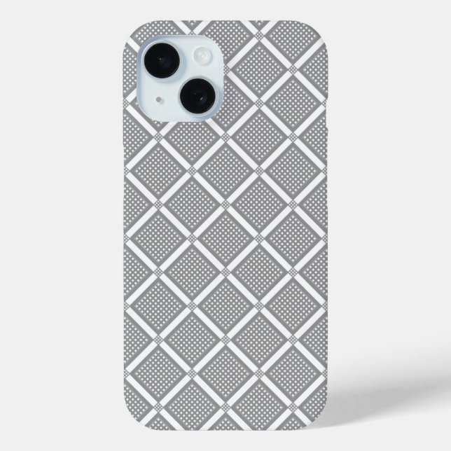 Grey and white geometric checkered pattern Case-Mate iPhone case (Back)