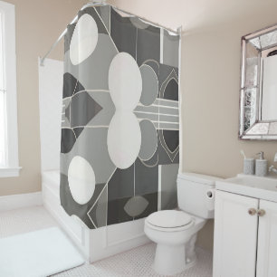 Grey and White Geometric Design with Circles Lines