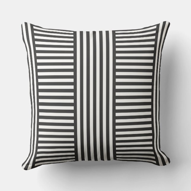 Grey and white Geometric Throw Pillow (Back)