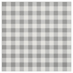Grey And White Gingham Check Pattern Fabric