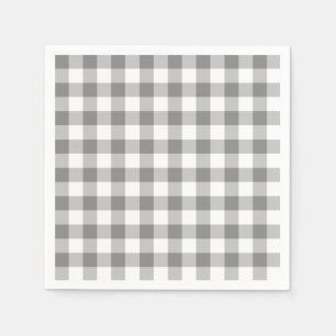 Grey And White Gingham Check Pattern Napkin