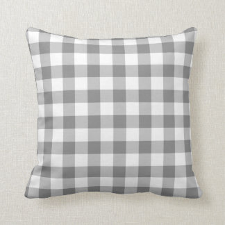 Grey And White Gingham Check Pattern Throw Pillow