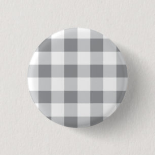 Grey And White Gingham Pattern 1 Inch Round Button