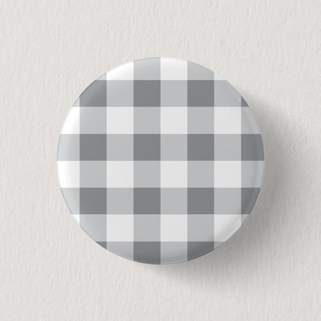 Grey And White Gingham Pattern 1 Inch Round Button (Front)