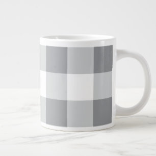 Grey And White Gingham Pattern Large Coffee Mug