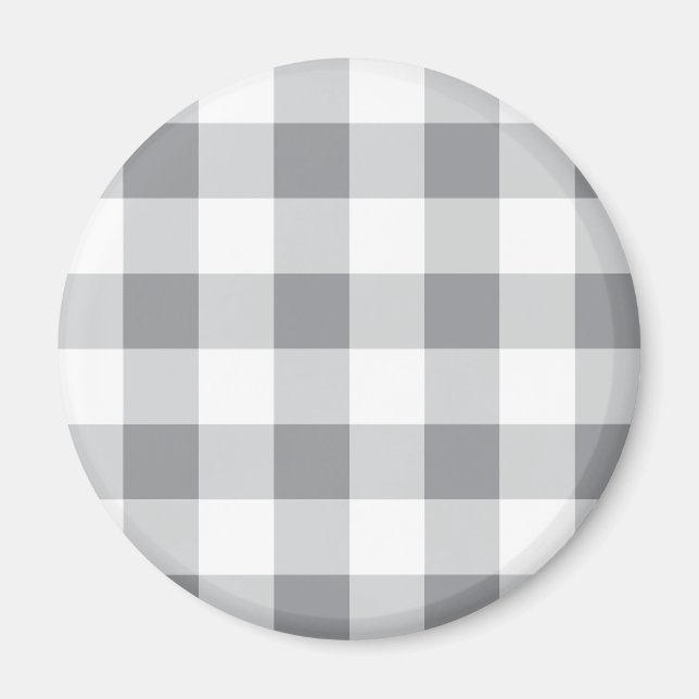 Grey And White Gingham Pattern Magnet (Front)