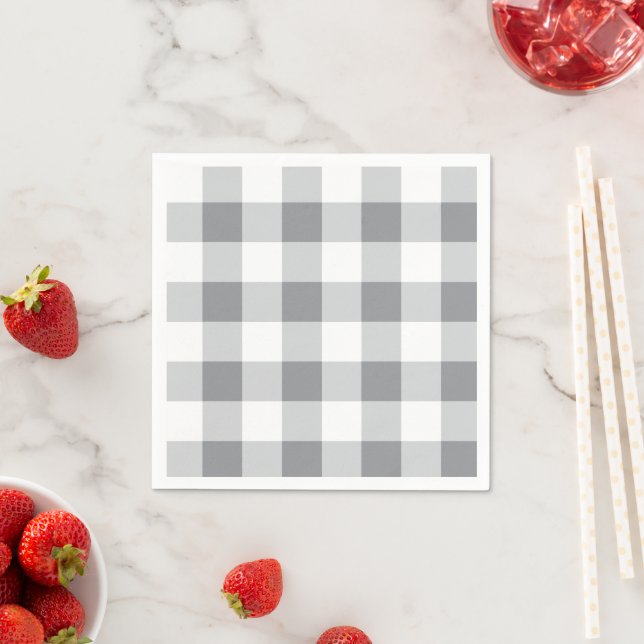 Grey And White Gingham Pattern Napkin (Insitu)