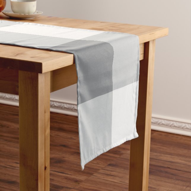 Grey And White Gingham Pattern Short Table Runner (In Situ)