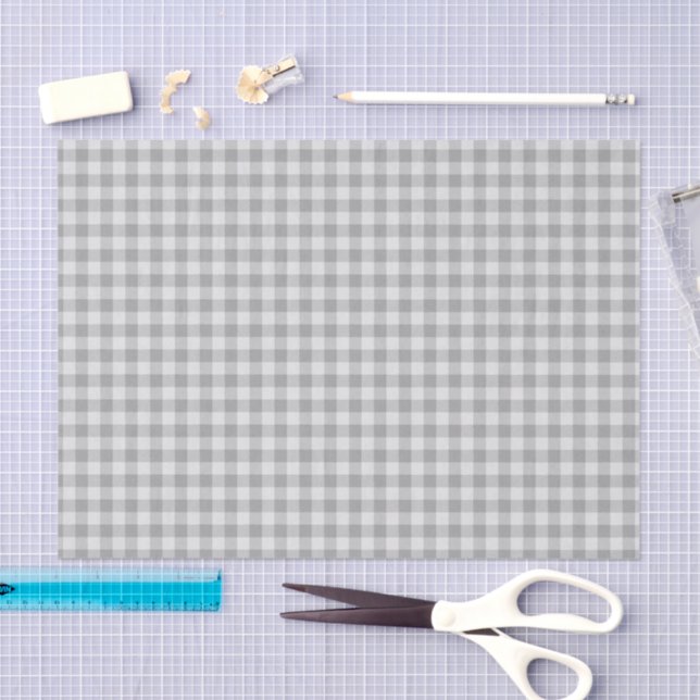 Grey and white Gingham plaid Tissue Paper (Craft)