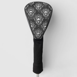 Grey and White Gothic Skull Golf Head Cover