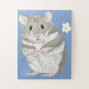 Grey and White Hamster Jigsaw Puzzle