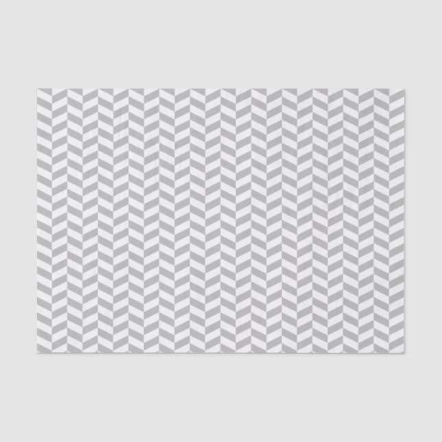 Grey and White Herringbone Tissue Paper (Front)