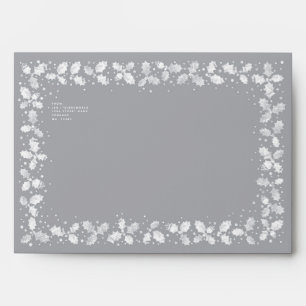 Grey and White Holly Leaf Border Return Address A7 Envelope