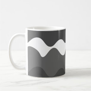 Grey and white horizontal waves pattern coffee mug