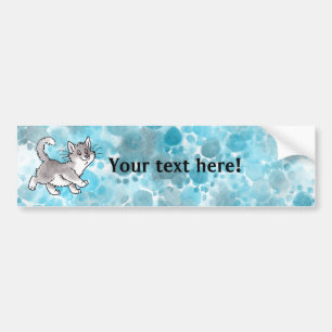 Grey and White Kitty Bumper Sticker