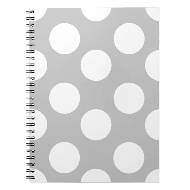 Grey and White Large Polka Dot Notebook (Front)