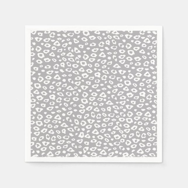 Grey and White Leopard Print Napkin (Front)