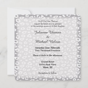 Grey and White Leopard Print Wedding Invitation