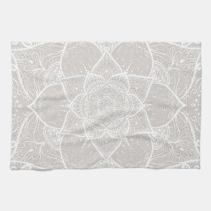 Grey and White Mandala - Loergann in Lynx Kitchen Towel