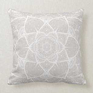 Grey and White Mandala - Loergann in Lynx Throw Pillow
