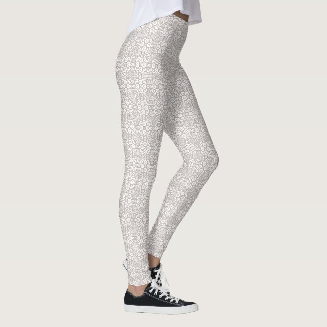 Grey and White Mandala Pattern  Leggings (Right)