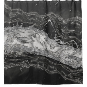 Grey and white marble and silver abstract