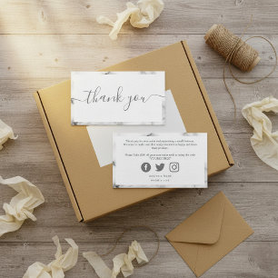 Grey and white marble effect, customer thank you e enclosure card