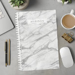 Grey and White Marble Personalized Name Custom Planner<br><div class="desc">Stay organized with this elegant grey and white marble personalized name custom planner. Perfect for women who love sophisticated and modern designs, this planner combines timeless marble aesthetics with practical functionality. The chic marble pattern and personalized name add a touch of luxury to your daily planning. Customize it with your...</div>