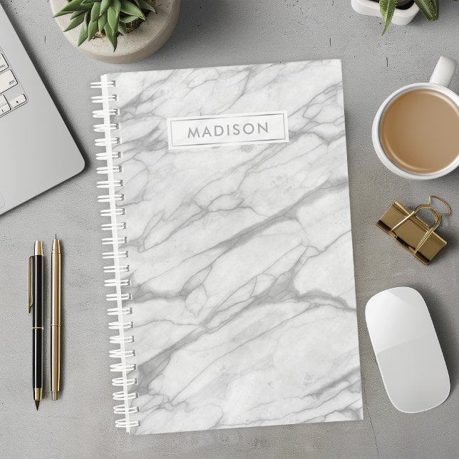 Grey and White Marble Personalized Name Custom Planner (Creator Uploaded)