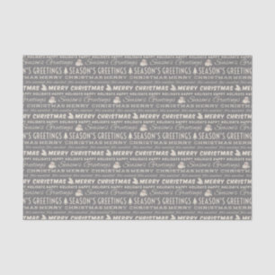 Grey and White Merry Christmas Retro Typography Tissue Paper