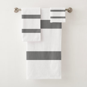 Grey and White Minimal Stripes Home Office Bath Towel Set