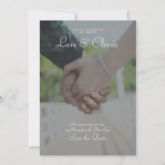 Grey and White Minimalist Paper texture Wedding Invitation