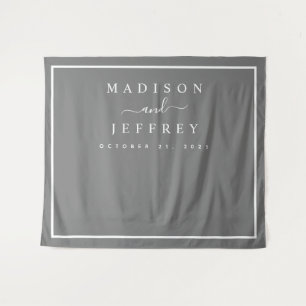 Grey and White Minimalist Wedding Backdrop Tapestry