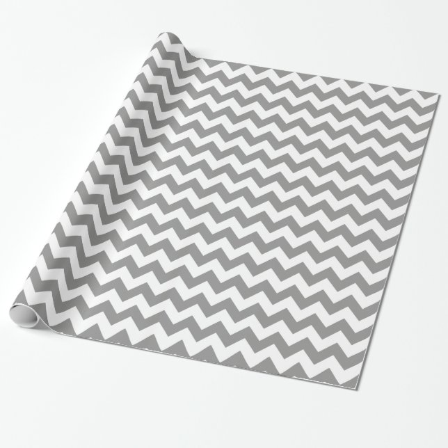 Grey and White Modern Chevron Wrapping Paper (Unrolled)