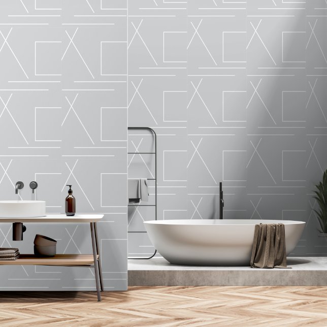 Grey And White Modern Chic Minimalist Wallpaper (Bathroom)