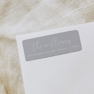 Grey and White Modern Script Return Address Label