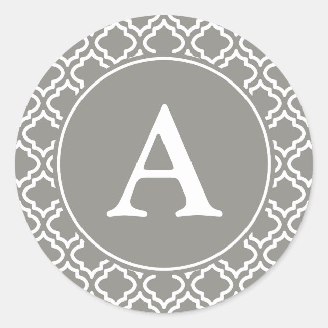Grey and White Monogram Stickers (Front)