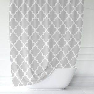 Grey and White Moroccan Quatrefoil