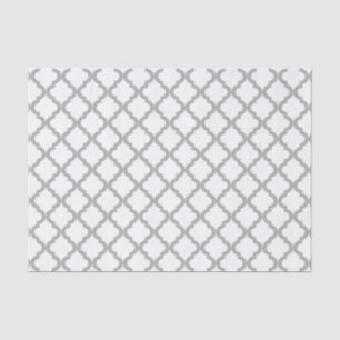 Grey and White Moroccan Quatrefoil Pattern Tissue Paper