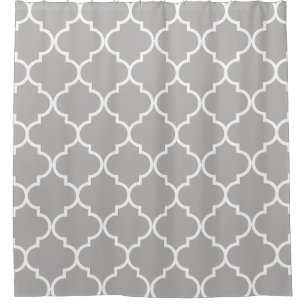 Grey and White Moroccan Trellis Quatrefoil